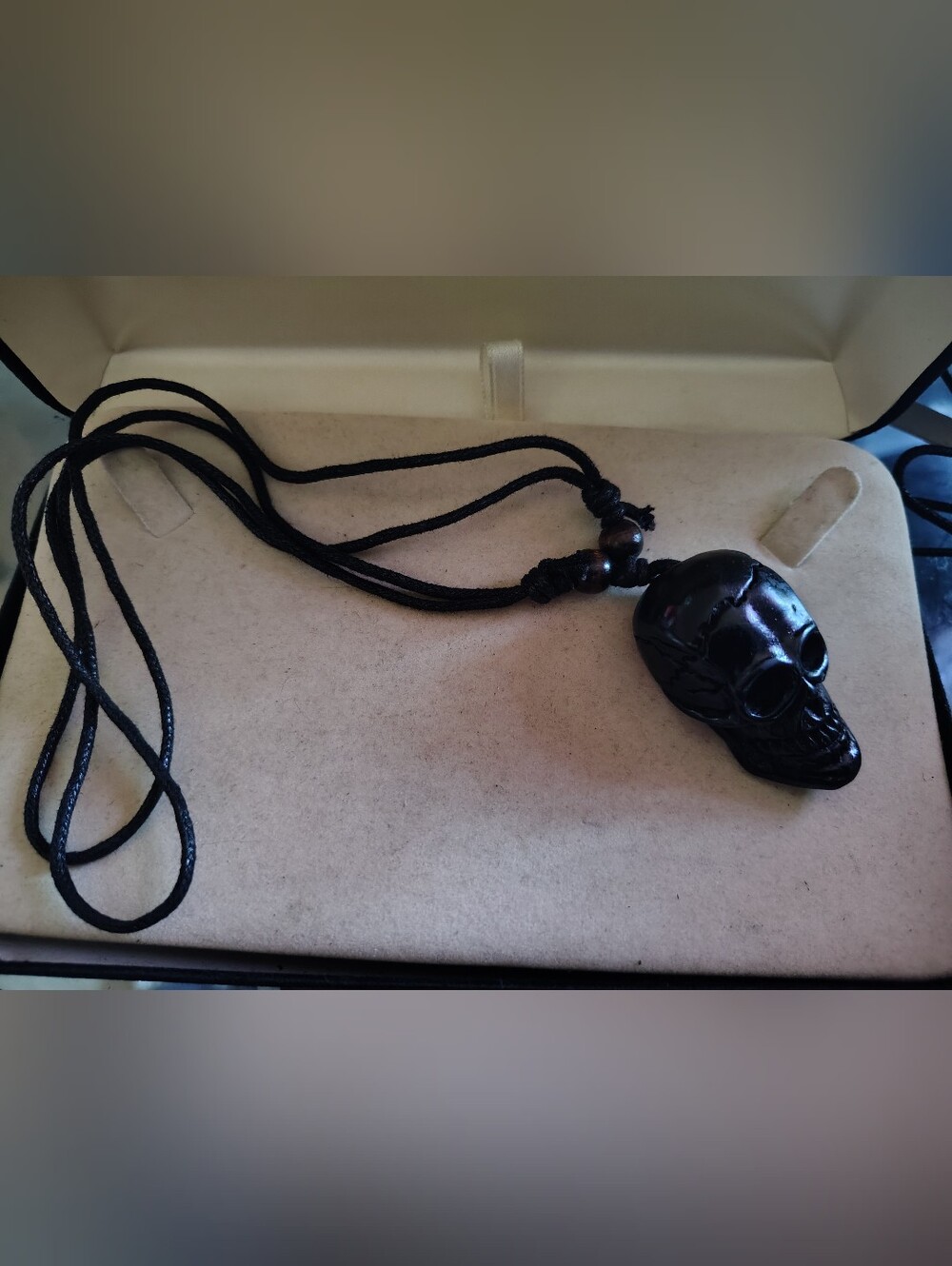 New Black Skull Pendant Necklace for Men - Adjustable Cord